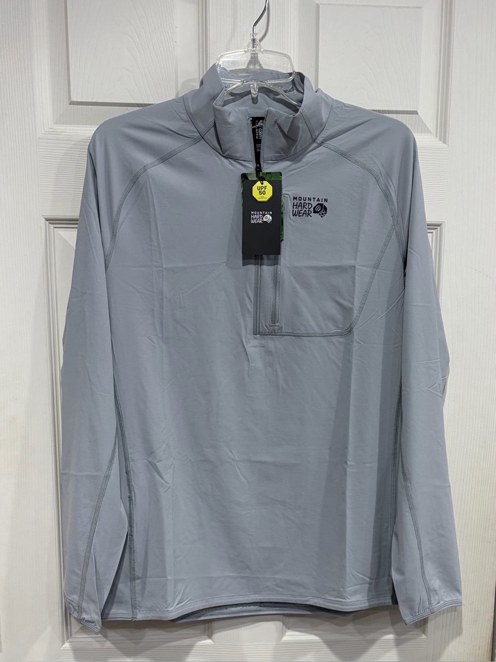 Mountain Hardwear Men's Large Sunshield Half-Zip Light Grey NWT UPF 50+ Sun